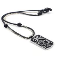 Zinc Alloy Necklace, Waxed Cotton Cord, with Zinc Alloy, fashion jewelry & ball chain & for man, black, 50cmx31.5cm 