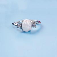 Glass Zinc Alloy Finger Ring, with Glass Gemstone, plated & for woman, nickel, lead & cadmium free 