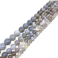 Grauer Achat Perle, rund, poliert, DIY & verschiedene Größen vorhanden, grau, verkauft von Strang