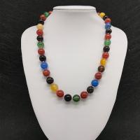 Gemstone Necklaces, Round, polished, for woman, mixed colors, 10mm Approx 19.7 Inch, Approx [