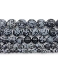 Schneeflocke Obsidian Perlen, rund, poliert, DIY & verschiedene Größen vorhanden, keine, verkauft von Strang