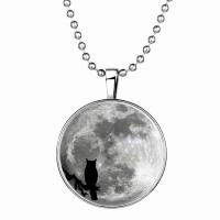 Time Gem Jewelry Necklace, Zinc Alloy, with Glass Gemstone & Stainless Steel, Unisex, white and black, 600mm 