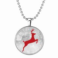 Time Gem Jewelry Necklace, Zinc Alloy, with Glass Gemstone & Stainless Steel, Christmas Design & Unisex, white and black, 600mm 