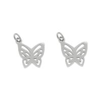 Stainless Steel Pendants, 304 Stainless Steel, Butterfly, silver color 10/Bag 