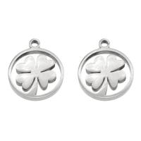 Stainless Steel Clover Pendant, 304 Stainless Steel, Four Leaf Clover, silver color 10/Bag 