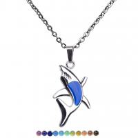 Mood Necklace , Stainless Steel, with zinc alloy pendant, plated, Unisex & oval chain & epoxy gel & change their color according to the temperature 2mm Approx 19.7 Inch 