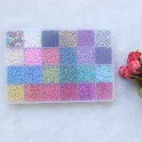 Glas Perle, rund, Einbrennlack, DIY & 24 Zellen, gemischte Farben, 4mm, Bohrung:ca. 1-1.5mm, 7200PCs/Box, verkauft von Box