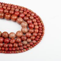 Perles de bois en pierre , pierre de grain, Rond, brun, protéger l'environnement, sans nickel, plomb et cadmium Vendu par brin