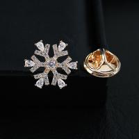 Broche bijoux de collier, laiton, flocon de neige, Placage de couleur d'or, unisexe & pavé de micro zircon Vendu par PC
