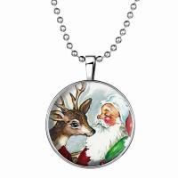 Christmas Jewelry Necklace, Zinc Alloy, Round, lightening & fashion jewelry & for woman, multi-colored, 33cm 