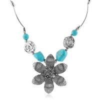 Turquoise Zinc Alloy Necklace, with Natural Stone, fashion jewelry & Unisex 