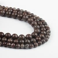 Schneeflocke Obsidian Perlen, rund, braun, 63PC/Strang, verkauft von Strang