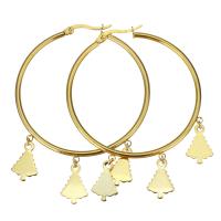 Stainless Steel Hoop Earring, Tree, plated, fashion jewelry & for woman  