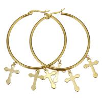 Edelstahl Hoop Ohrringe, Kreuz, plattiert, Modeschmuck & für Frau, 47x50mm,12x16mm, verkauft von Paar