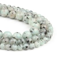 Lotus Jaspis Perlen, Lotos Jaspis, rund, poliert, hellblau, 63PCs/Strang, verkauft von Strang
