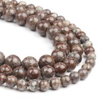 Schneeflocke Obsidian Perlen, rund, poliert, braun, 63PCs/Strang, verkauft von Strang