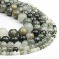 Russian Serpentine Beads, Round, polished, shallow dark green camouflage 