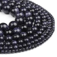 Blue Goldstone Beads, Round, polished, dark blue 
