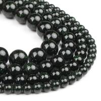 Green Goldstone Beads, Round, polished, deep green 
