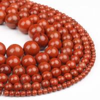 Rote Jaspis Perle, Roter Jaspis, rund, poliert, rot, 98PCs/Strang, verkauft von Strang