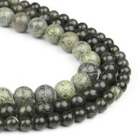 Russische Serpentine Perlen, rund, poliert, dunkelgrün, 63PCs/Strang, verkauft von Strang