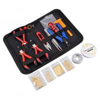 Steel Jewelry Tool Set, Closed Jump Ring & Lobster Clasp & awl & plier & portable bag​ & scissors​ & tweezers, with Crystal Thread & Plastic & Tiger Tail Wire & 304 Stainless Steel, nickel plated, DIY, mixed colors 