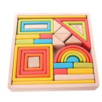 Juguetes de ladrillo, Madera de haya, colores del arco iris, 265x265x50mm, Vendido por Caja