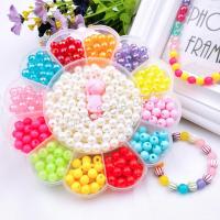 Children DIY String Beads Set, Plastic, Hair Band & cord & beads & pendant, mixed colors 