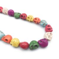 Synthetische Türkis Perlen, Schädel, poliert, zufällig gesendet & geschnitzed & verschiedene Größen vorhanden & Knistern, gemischte Farben, verkauft von Strang
