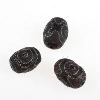 Natural Tibetan Agate Dzi Beads, Ellipse, black 
