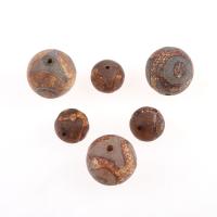 Natural Tibetan Agate Dzi Beads, Ellipse, brown 