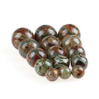 Natural Tibetan Agate Dzi Beads, Round, brown 