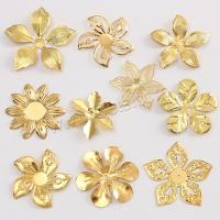 Mixed Iron Findings, Flower, gold color plated golden 