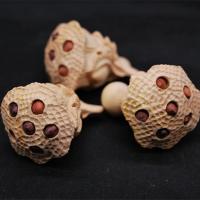 Boxwood Pendant, Lotus Seedpod, Carved, handmade & DIY original color 