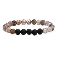 Dragon Veins Agate Bracelets, with Lava, elastic & Unisex 8mm Approx 7.5 Inch 