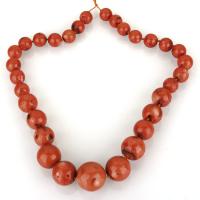 Perles en corail naturel, Rond, poli, DIY, orange rougeâtre, 15-27.5mm Environ 1.5mm Environ 24 pouce, Vendu par kg