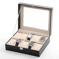 cuir PU boîte de montre, avec velours de coton & verre & acier inoxydable, unisexe, plus de couleurs à choisir Vendu par PC