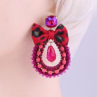 Crystal Drop Earring, Zinc Alloy, with Cloth & Crystal & Plastic, for woman 