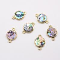 Resin Zinc Alloy Connector, Round, gold color plated, random style & imitation shell & DIY, mixed colors 
