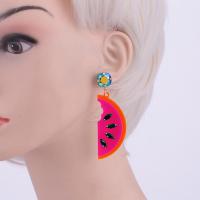 Crystal Drop Earring, Zinc Alloy, with Crystal & Resin, for woman, red 