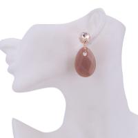 Crystal Drop Earring, Zinc Alloy, with Natural Stone & Crystal, for woman 