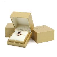 Leatherette Paper Ring Box, PU Leather,  Square, for woman, beige 