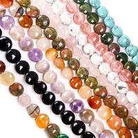 Смешанные бусы с драгоценными камнями, Полудрагоценный камень, Плоская круглая форма, DIY, Много цветов для выбора 33ПК/Strand, продается Strand