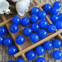 Natural Blue Agate Beads, Round, polished, DIY, blue, 14mm Approx 3mm 