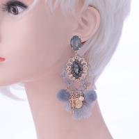 Crystal Drop Earring, Zinc Alloy, with Cotton & Crystal & Resin, for woman 