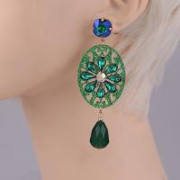 Crystal Drop Earring, Zinc Alloy, with Natural Stone & Crystal & Resin, for woman 