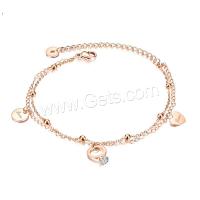 Stainless Steel Anklets Jewelry, fashion jewelry & for woman & with rhinestone 
