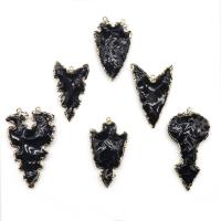 Colgantes de obsidiana negra, doradura, Bricolaje & diverso tamaño para la opción, Negro, Vendido por UD