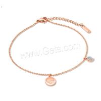 Stainless Steel Anklets Jewelry, fashion jewelry & for woman & with cubic zirconia Approx 10.23 