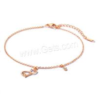 Stainless Steel Anklets Jewelry, fashion jewelry & for woman & with cubic zirconia Approx 10.23 Inch 